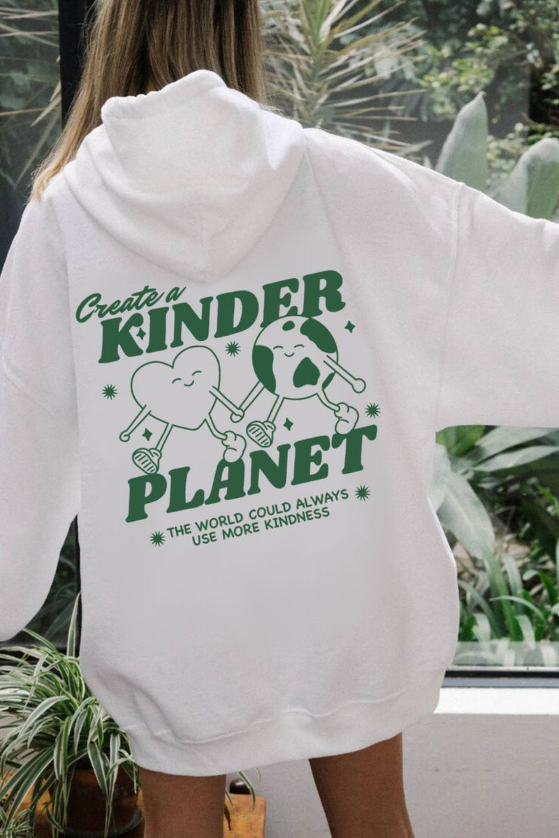 PURPLE HOODIE | Create a Kinder Planet Hoodie, Be Kind to the Planet Hoodie, Positivity on sale Hoodie, Words on the Back, Kindness Hoodie