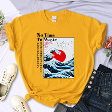 Load image into Gallery viewer, Women's Cherry Blossom Wave Sun Printed T-Shirt