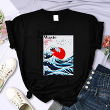 Load image into Gallery viewer, Women's Cherry Blossom Wave Sun Printed T-Shirt