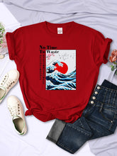 Load image into Gallery viewer, Women's Cherry Blossom Wave Sun Printed T-Shirt