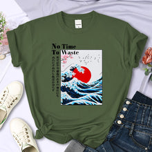 Load image into Gallery viewer, Women's Cherry Blossom Wave Sun Printed T-Shirt