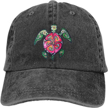 Load image into Gallery viewer, Hawaiian Sea Turtle Vintage Denim Adjustable Baseball Hat