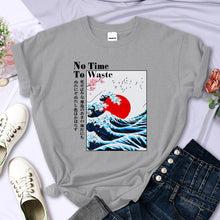 Load image into Gallery viewer, Women's Cherry Blossom Wave Sun Printed T-Shirt