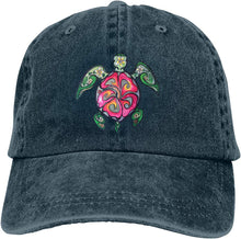 Load image into Gallery viewer, Hawaiian Sea Turtle Vintage Denim Adjustable Baseball Hat