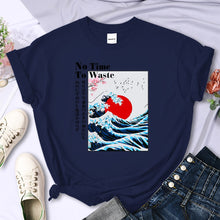 Load image into Gallery viewer, Women's Cherry Blossom Wave Sun Printed T-Shirt