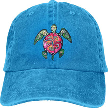 Load image into Gallery viewer, Hawaiian Sea Turtle Vintage Denim Adjustable Baseball Hat