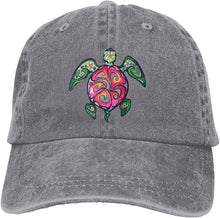 Load image into Gallery viewer, Hawaiian Sea Turtle Vintage Denim Adjustable Baseball Hat