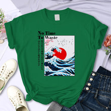 Load image into Gallery viewer, Women's Cherry Blossom Wave Sun Printed T-Shirt