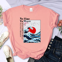 Load image into Gallery viewer, Women's Cherry Blossom Wave Sun Printed T-Shirt