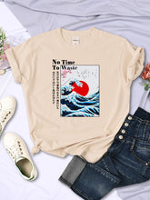 Load image into Gallery viewer, Women's Cherry Blossom Wave Sun Printed T-Shirt
