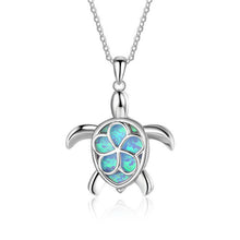 Load image into Gallery viewer, Silver/Blue Opal Marine Life Pendant Necklace