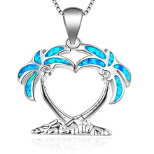 Load image into Gallery viewer, Silver/Blue Opal Marine Life Pendant Necklace