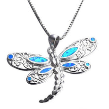 Load image into Gallery viewer, Silver/Blue Opal Marine Life Pendant Necklace