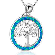 Load image into Gallery viewer, Silver/Blue Opal Marine Life Pendant Necklace