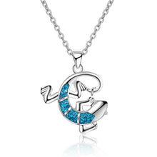 Load image into Gallery viewer, Silver/Blue Opal Marine Life Pendant Necklace