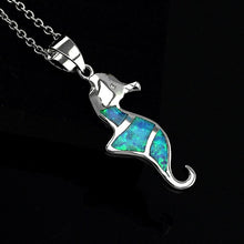 Load image into Gallery viewer, Silver/Blue Opal Marine Life Pendant Necklace