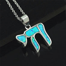 Load image into Gallery viewer, Silver/Blue Opal Marine Life Pendant Necklace
