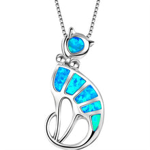 Load image into Gallery viewer, Silver/Blue Opal Marine Life Pendant Necklace