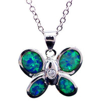 Load image into Gallery viewer, Silver/Blue Opal Marine Life Pendant Necklace
