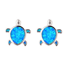 Load image into Gallery viewer, Silver/Blue Opal Marine Life Pendant Necklace