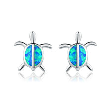 Load image into Gallery viewer, Silver/Blue Opal Marine Life Pendant Necklace