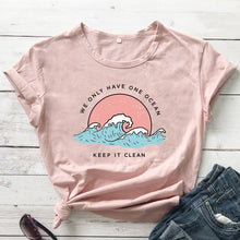 Load image into Gallery viewer, Women&#39;s We Only Have One Ocean Keep it Clean Retro T-Shirt