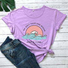 Load image into Gallery viewer, Women&#39;s We Only Have One Ocean Keep it Clean Retro T-Shirt