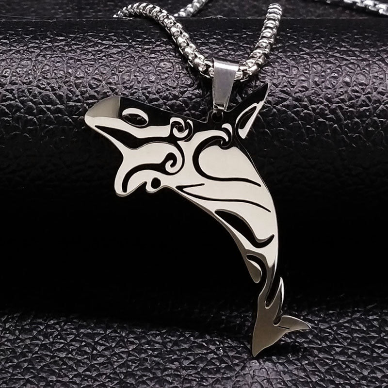 Stainless Steel Artistic Dolphin Necklace