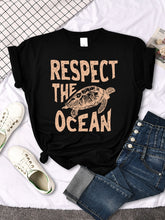 Load image into Gallery viewer, Women&#39;s Respect The Ocean - Turtle Print Casual T-Shirt