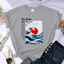 Load image into Gallery viewer, Women&#39;s Cherry Blossom Wave Sun Printed T-Shirt
