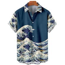 Load image into Gallery viewer, Men&#39;s Retro Great Wave (Many Styles)Collared Shirts