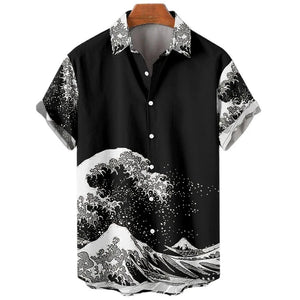 Men's Retro Great Wave (Many Styles)Collared Shirts