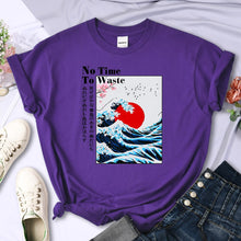 Load image into Gallery viewer, Women&#39;s Cherry Blossom Wave Sun Printed T-Shirt