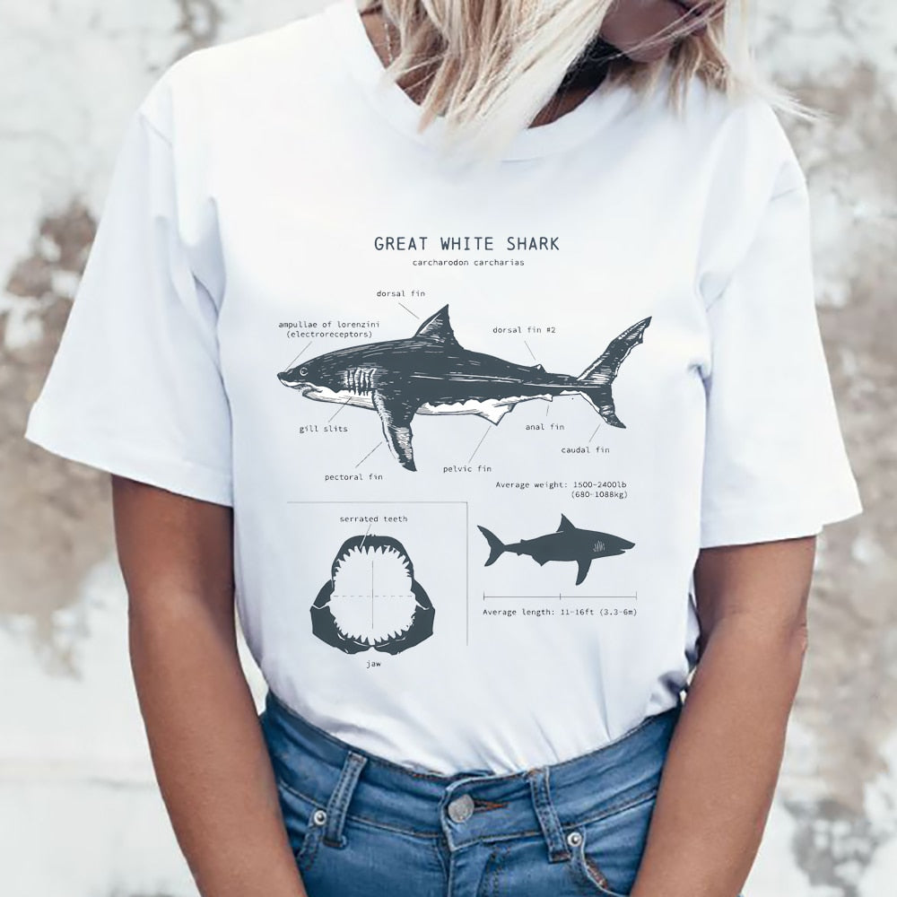 Women's Whale/Shark/Turtle/ETC. Anatomy Vintage T-shirt