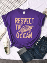 Load image into Gallery viewer, Women&#39;s Respect The Ocean - Turtle Print Casual T-Shirt
