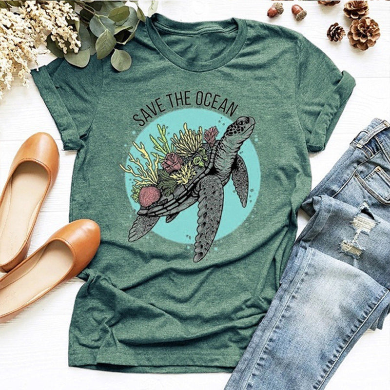 reparatøren grad Vær stille Women's Save The Ocean Sea Turtle T-Shirt – Save Our Ocean Official