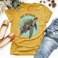 Load image into Gallery viewer, Women&#39;s Save The Ocean Sea Turtle T-Shirt
