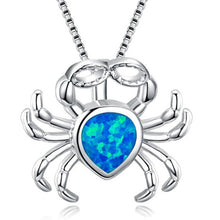 Load image into Gallery viewer, Silver/Blue Opal Marine Life Pendant Necklace